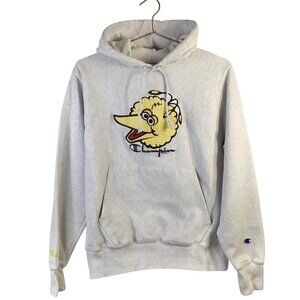 Champion Reverse Weave Big Bird Hoodie Vtg Sesame Street Sweatshirt Patch Small